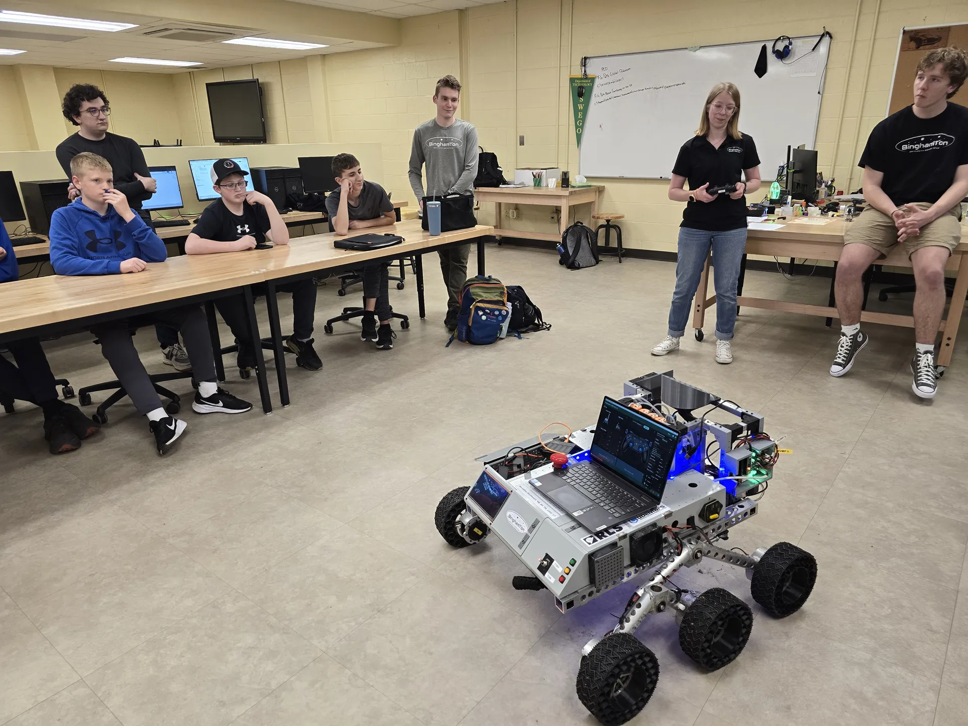 BU Rover Team demonstrating their Mars robot